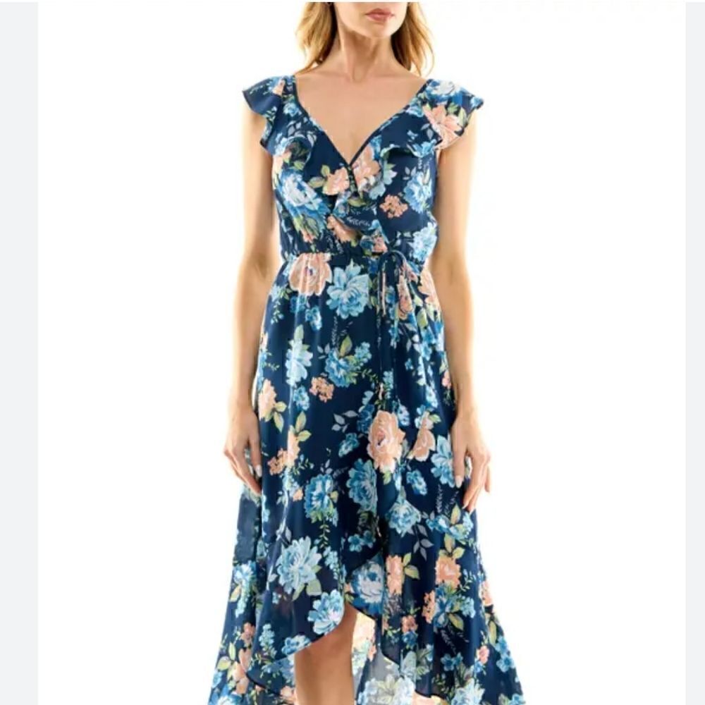 Socialite Ruffle Print Wrap Midi